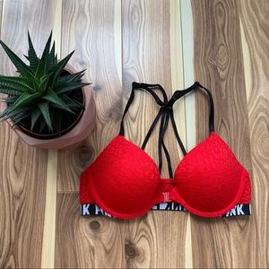 PINK by VICTORIA’S SECRET | lace demi t shirt bra red size 34B
